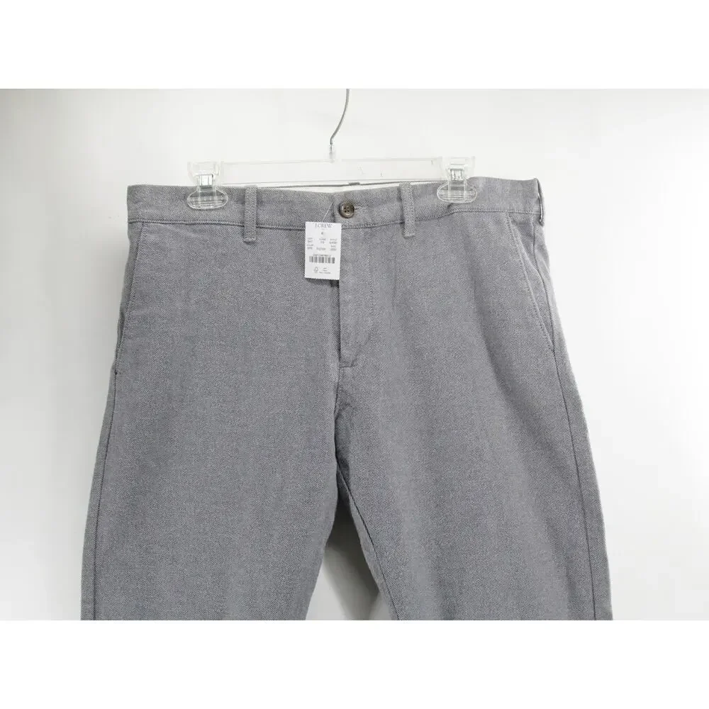 NWT J.Crew Brushed Twill Pants Mens 33x32 (31L) Light Gray Flex Slim Fit AA091